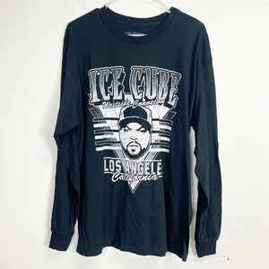 NEW Ice Cube Long Sleeve T Shirt Rap Hip Hop Unisex Size Large Black NWOT